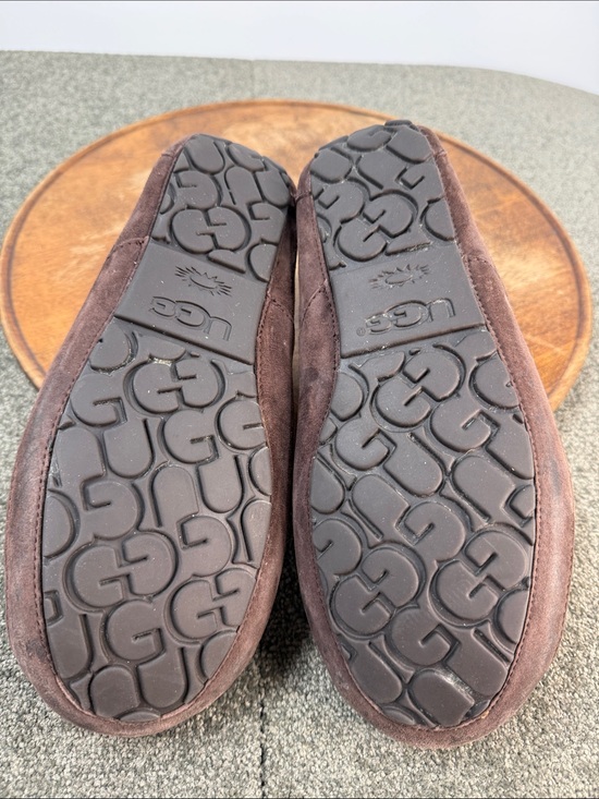 Ugg Slippers Mens 9 Ascot Brown Wool Leather Shearling Lined Moccasin Slip On main image 5
